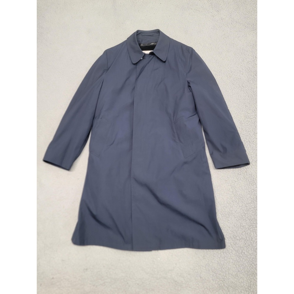 ClipperMist Coat Mens 44 Blue‎ Rain Trench Zip Out Lining Overcoat